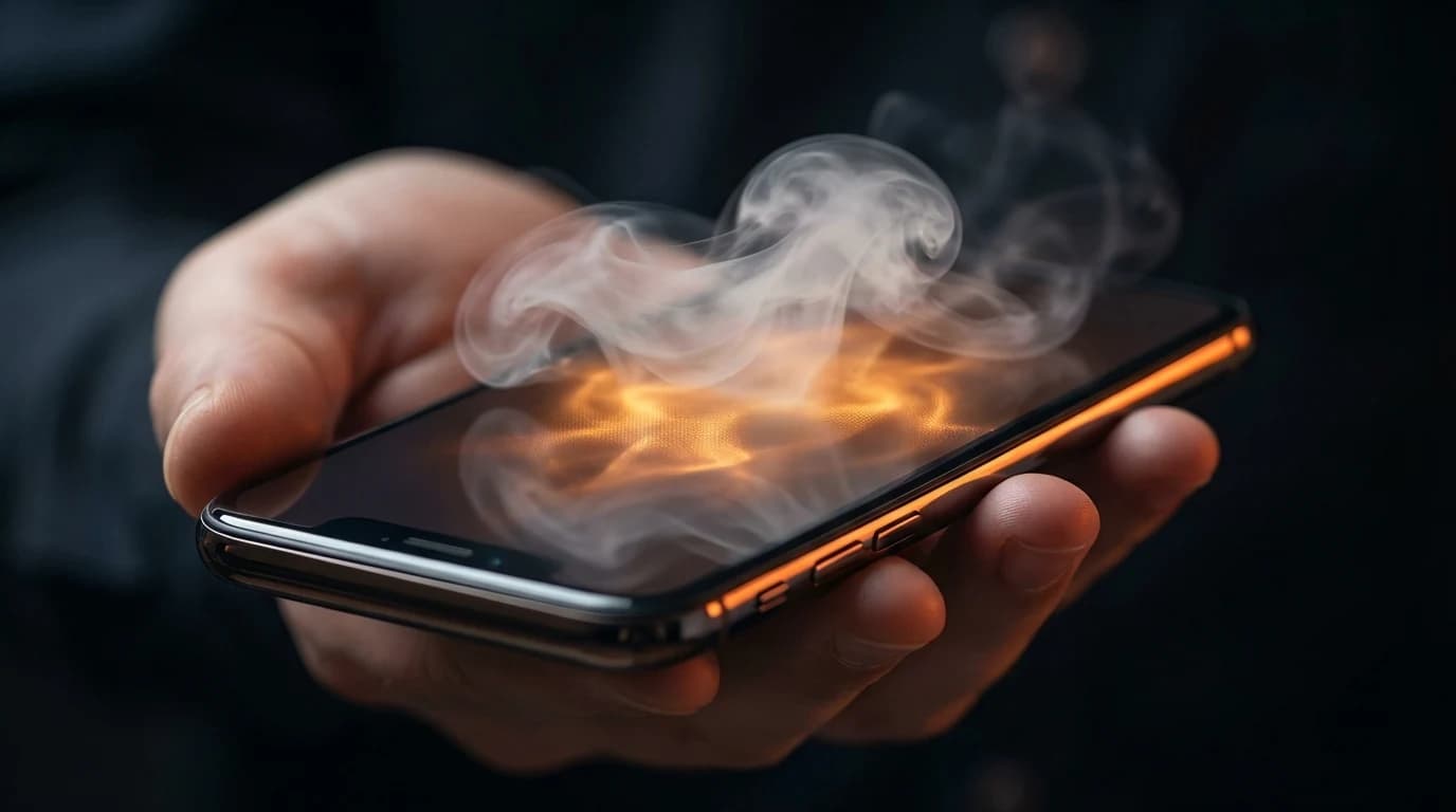 جهاز آيفون يعرض إشعار امتلاء مساحة التخزين بجوار أيقونة سحابة، مما يوضح الفجوة بين مساحة iCloud وسعة الجهاز الفعلية.