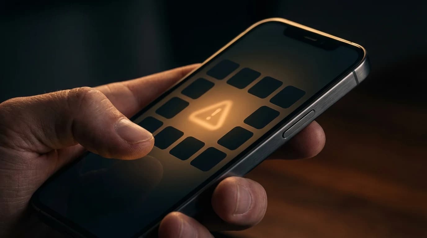 iPhone displaying storage almost full warning with empty photo gallery