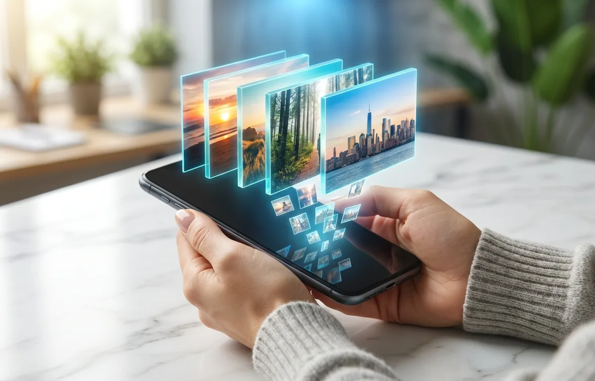 高解像度の写真をローカル用の最適化されたサムネイルに置き換える図解